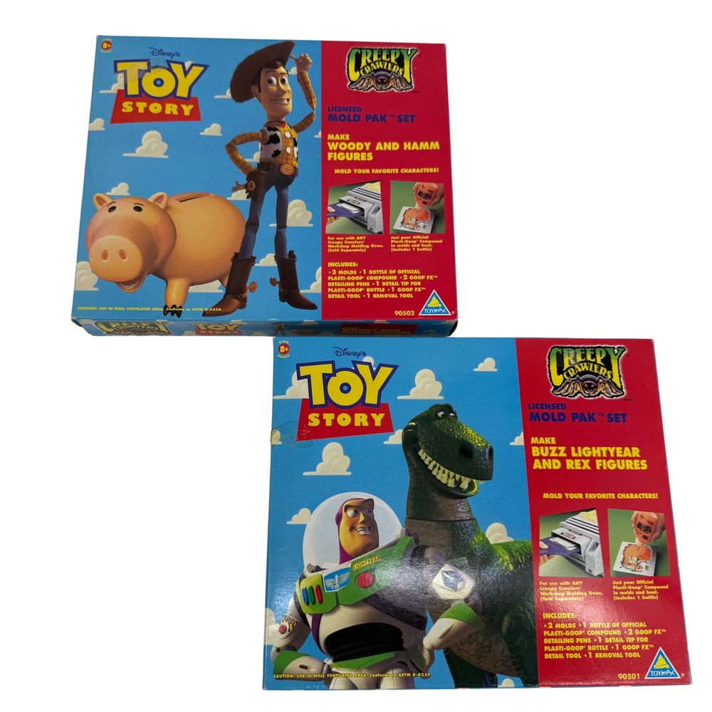 Vintage 1996 Toymax Toy Story Creepy Crawlers Mold Paks Woody Buzz Hamm Rex